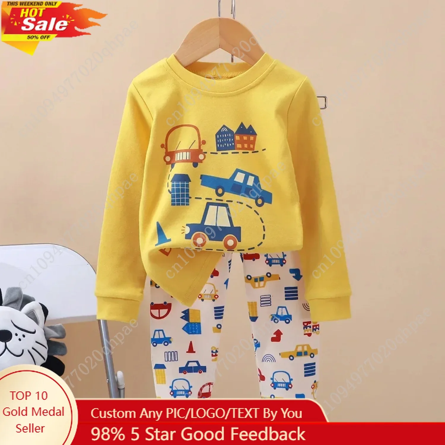 

New Kids Boys Girls Pure Cotton Pajamas Cartoon Long Sleeve T-Shirt Tops with Pants Toddler Baby Autumn Sleepwear Clothing Sets