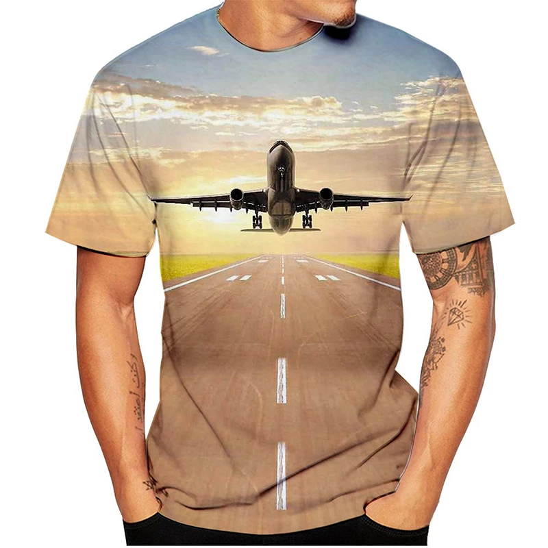 Airplane 3D Print T-Shirts Men Women Aircraft Pattern Y2k Graphic Tee Tops Kids Street Oversized Fashion Short Sleeve T Shirt