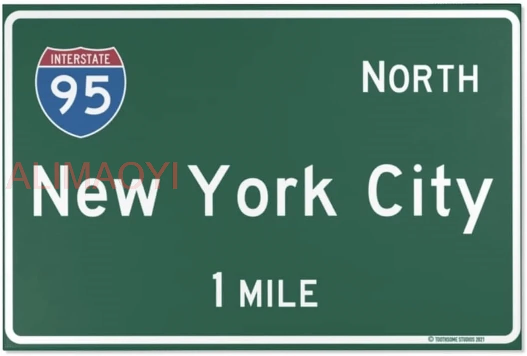 Toothsome Studios New York Highway Sign 3x2 Feet Area Rug Indoor Welcome Mat Doormat Accent Home Decor Big Apple Brooklyn Man