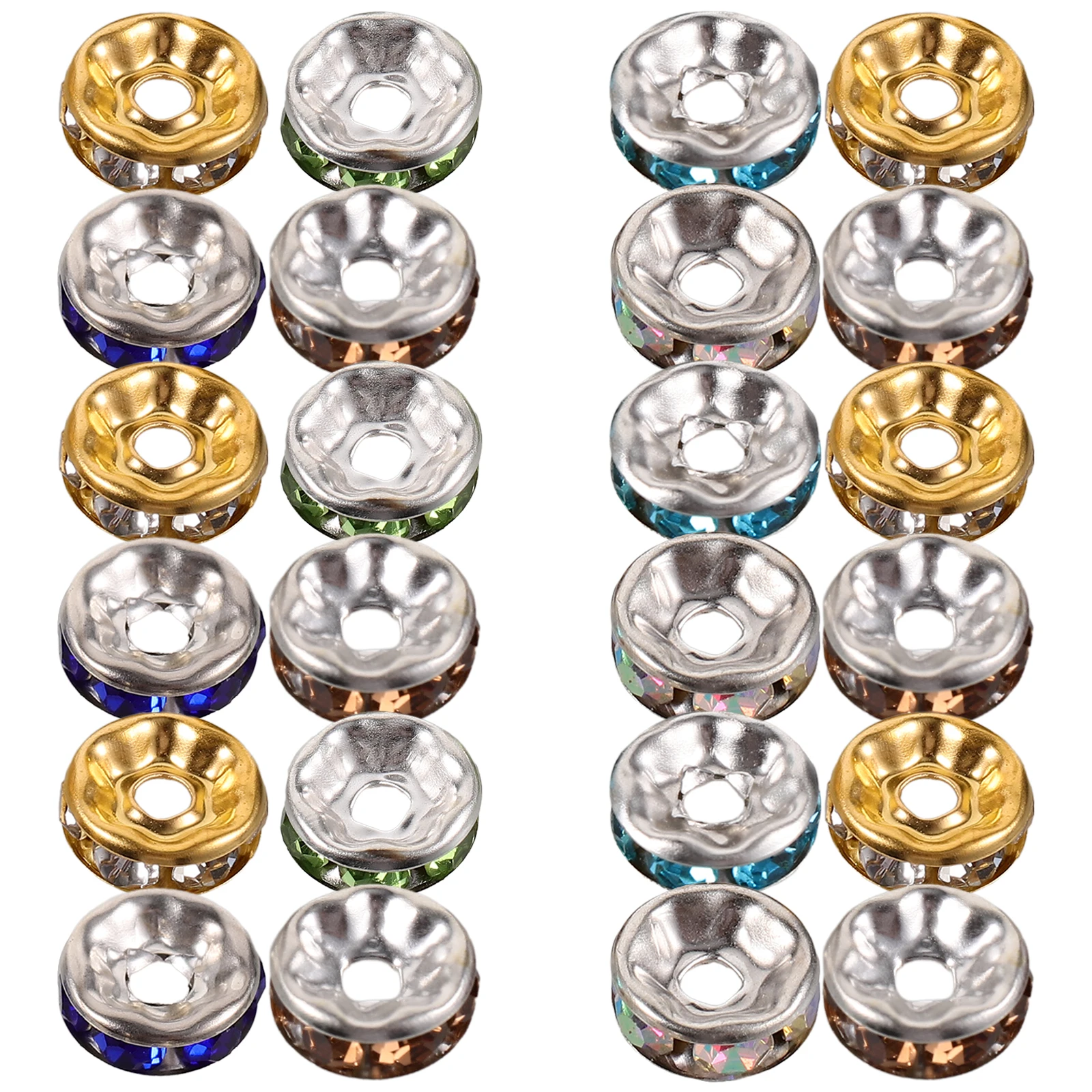 

200pcs Rhinestone Spacer Beads 8mm Glass Round Mixed Color Lightweight Jewelry Crafts Decorative Beading for Bracelets