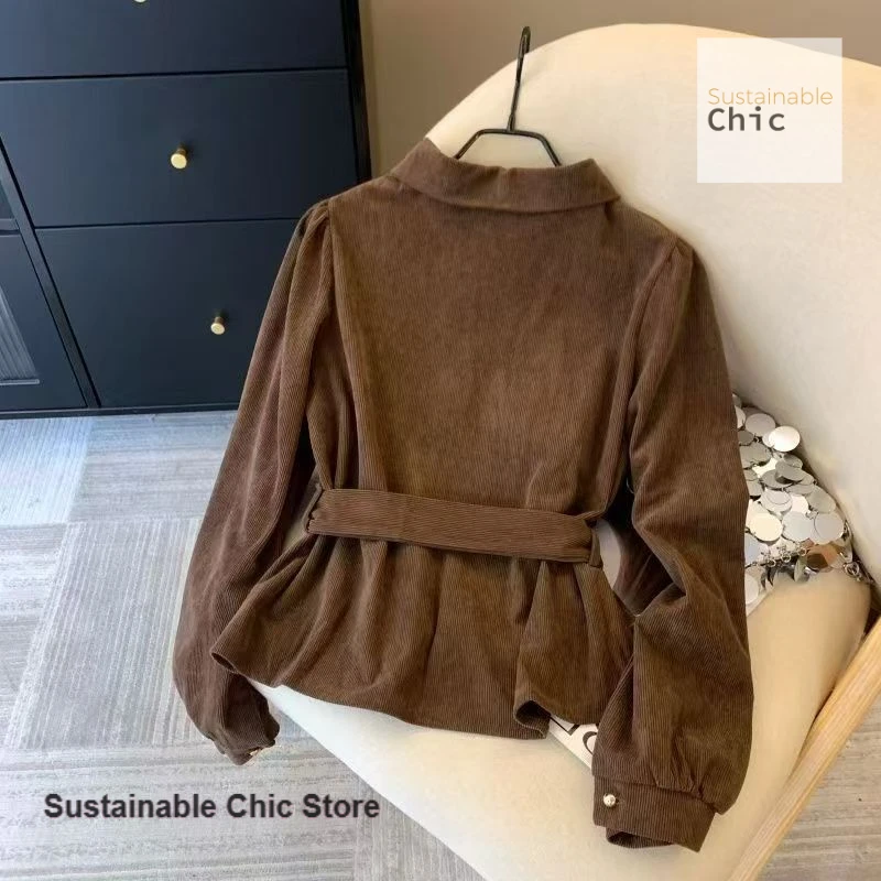 Damskie koszulki z długim rękawem w stylu francuskich Spice Girls, imitacja dwuczęściowej bluzki, nowa jesienno-zimowa moda, casualowe topy z ozdobnym dekoltem.