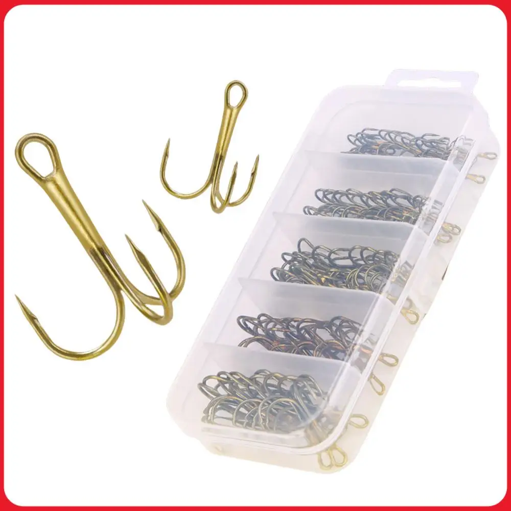 

80Pcs High Carbon Steel Treble Hook Portable Lure Treble Hook Barbed Sharp Triple Hook for Saltwater Freshwater Fishing