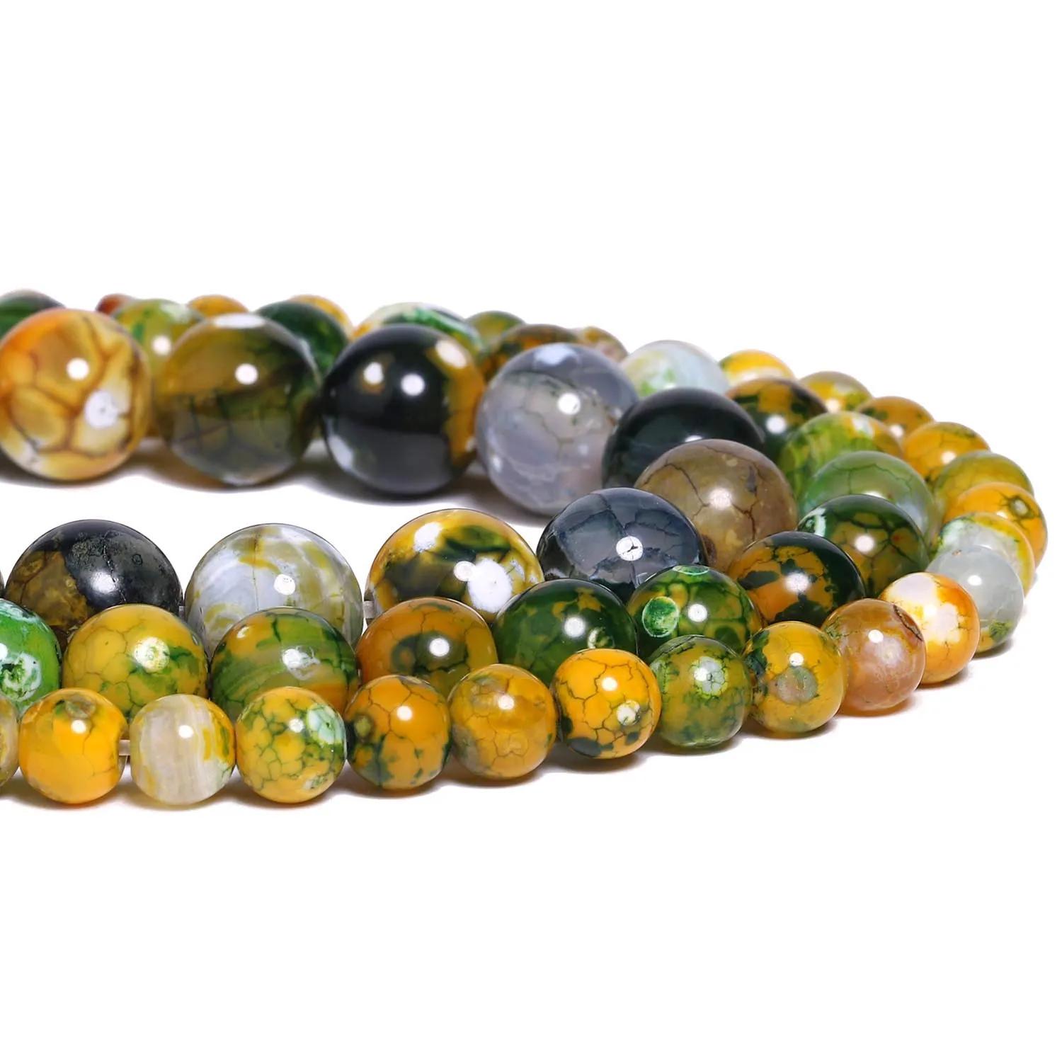 6/8/10mm Naturstein Gelb Grün Tigerleder Feuer Achat Perlen Runde Spacer Perlen für Schmuck Machen Energie Armbänder Zubehör