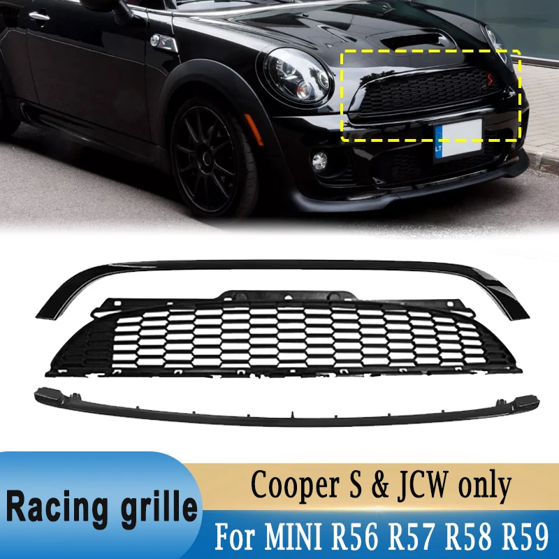 

Gloss Black Honeycomb Mesh Racing Grille Radiator Grille For Mini R55 R56 R57 R58 R59 2007-2015 Cooper S & JCW Only