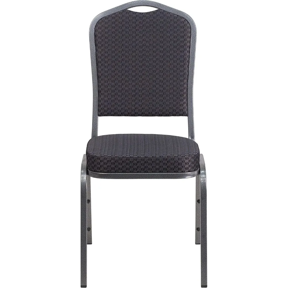 كرسي مأدبة EMMA + OLIVER مكون من 4 قطع مصنوع من قماش بنمط أسود - إطار عريض فضي #4