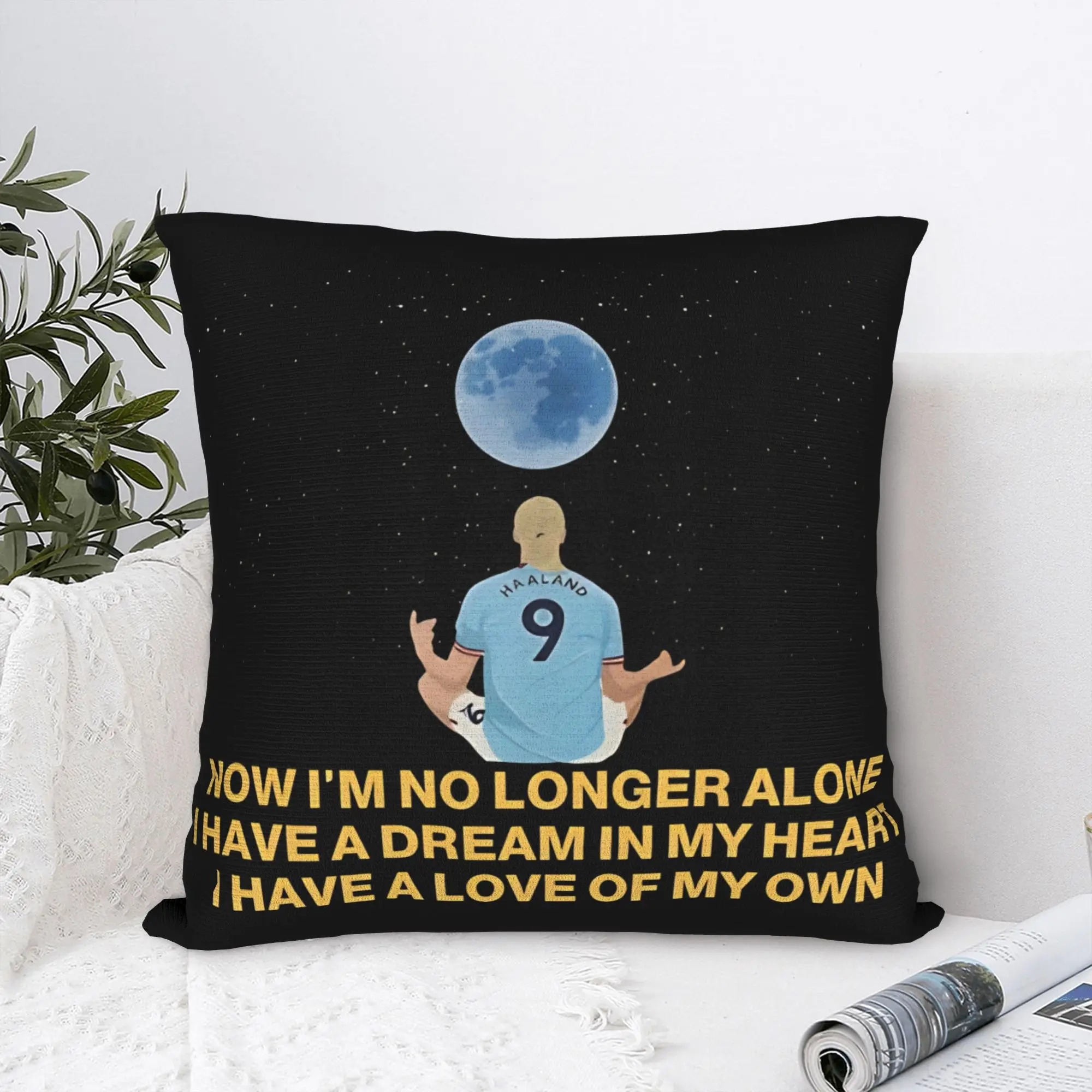 Haalands Moon Pillowcase Polyester Cushion Cover Decor Soccer Football Throw Pillow Case Cover Home Square 40*40cm