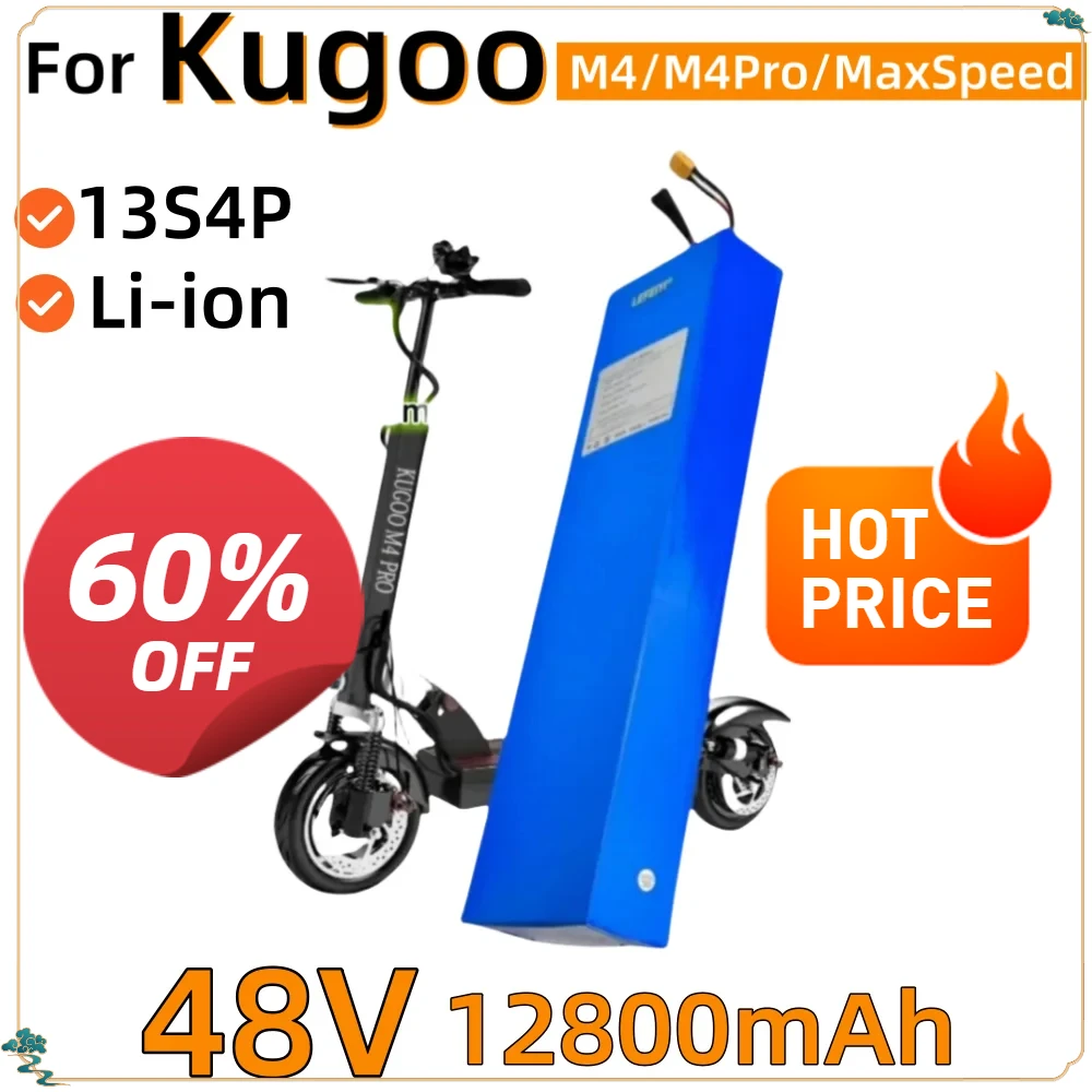 

13S4P 48V 12.8Ah Electric Scooter Battery Replacement for Kugoo M4 18650 Li-ion BMS Power Battery Pack
