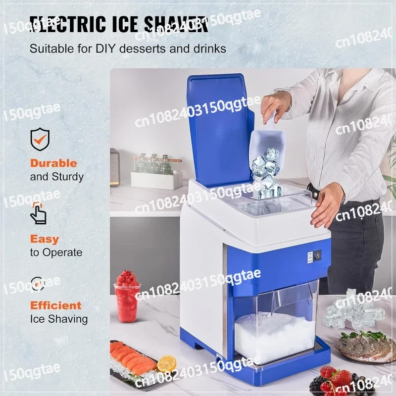 Commercial Ice Shaver Crusher, 265LBS/H Electric Snow Cone Maker with 4.4lbs Ice Box, 650W Tabletop Shaved Ice Machine For