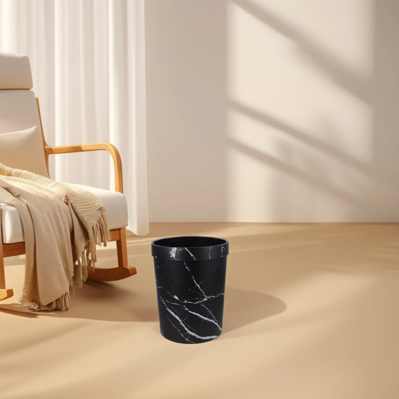 

Marble Pattern Trash Can Wastebasket for Home Office Hotel Bathroom PP Material Waste Paper Garbage Storage Bucket Nordic Style