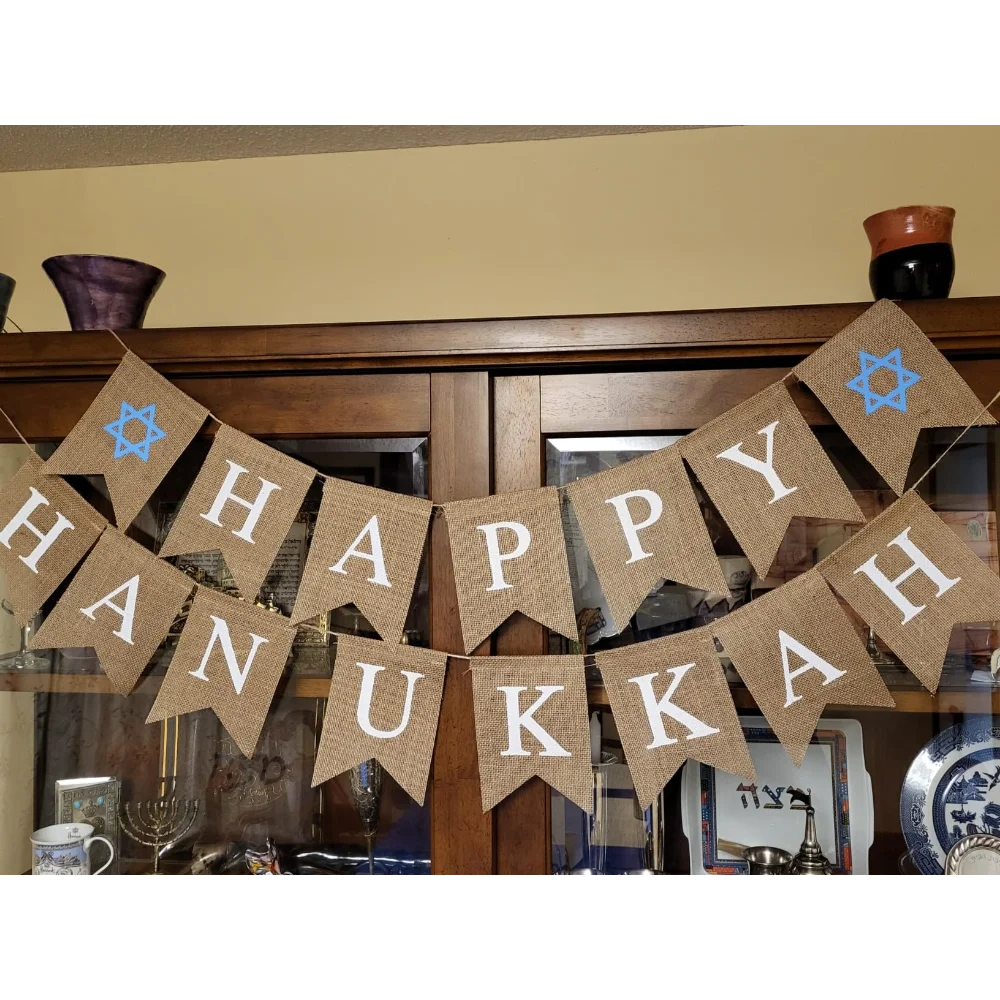 

Happy Hanukkah Banner Sign Classic Outdoor Indoor Hanukkah Decor Chanukah Banner Sign Rustic Dining Room Holiday Banner Decor