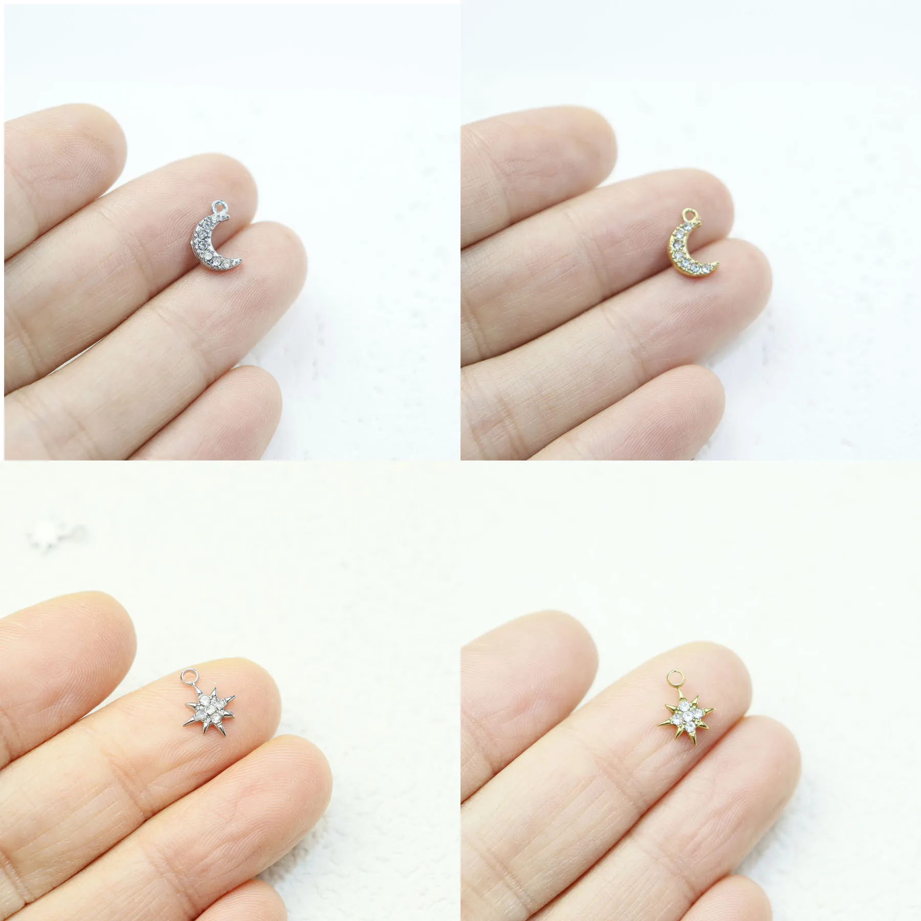 5pcs Stainless Steel Star Moon  Fashion Jewelry Accessory Components Charms DIY Handcraft Vacuum Plate Waterproof Antiallergic