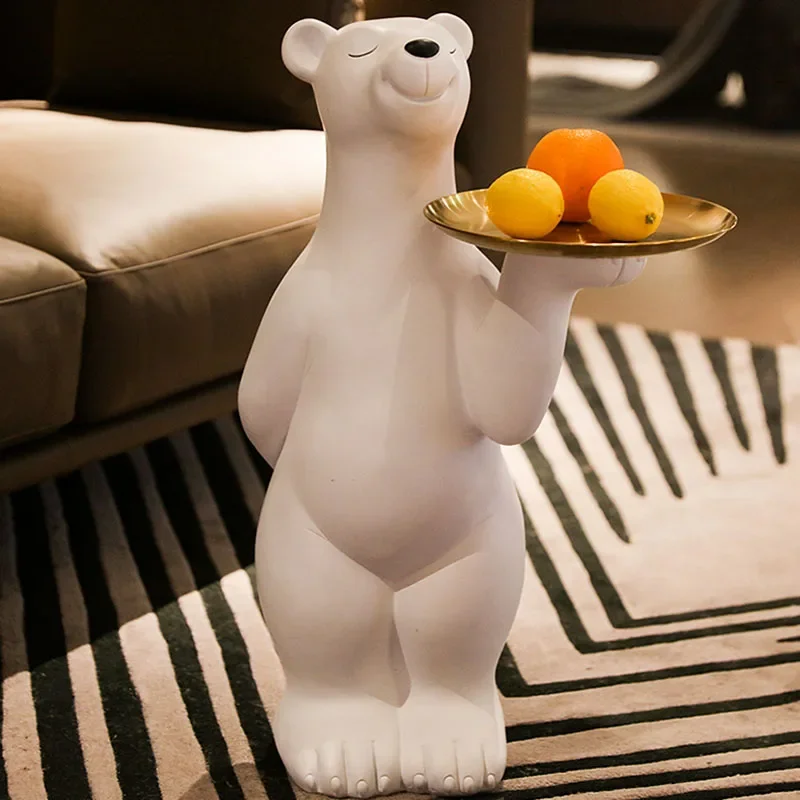 

Home Decor Figurines Polar Bear Large Landing Ornaments Porch Living Room TV Cabinet Storage Tray Ornaments For Home Sculptures