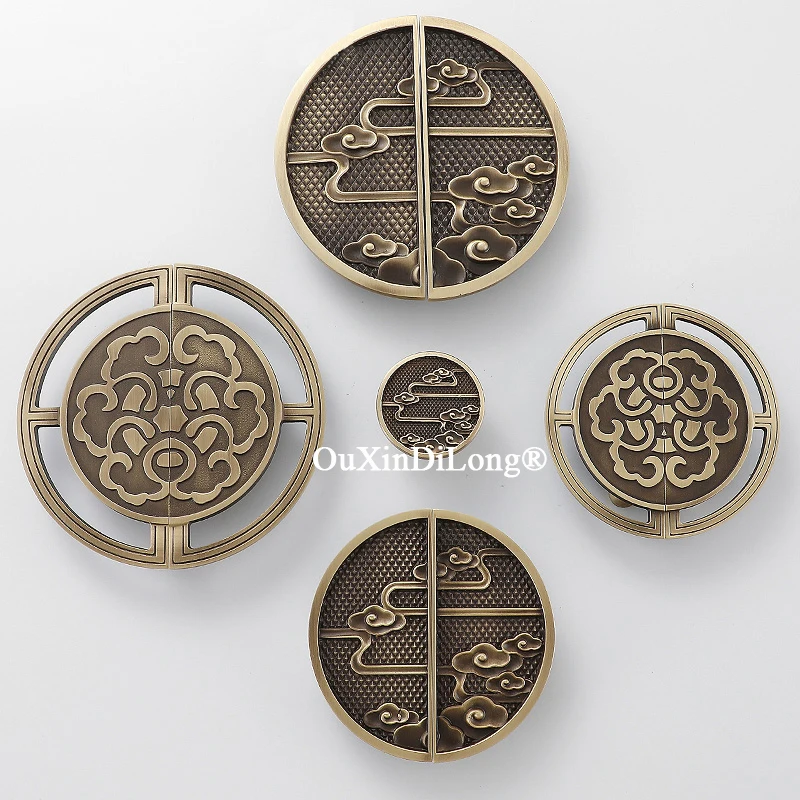 European Retro 2PCS/Pairs Solid Brass Semicircle Furniture Handles Drawer Pulls Cupboard Wardrobe Kitchen Shoe TV Cabinet Pulls