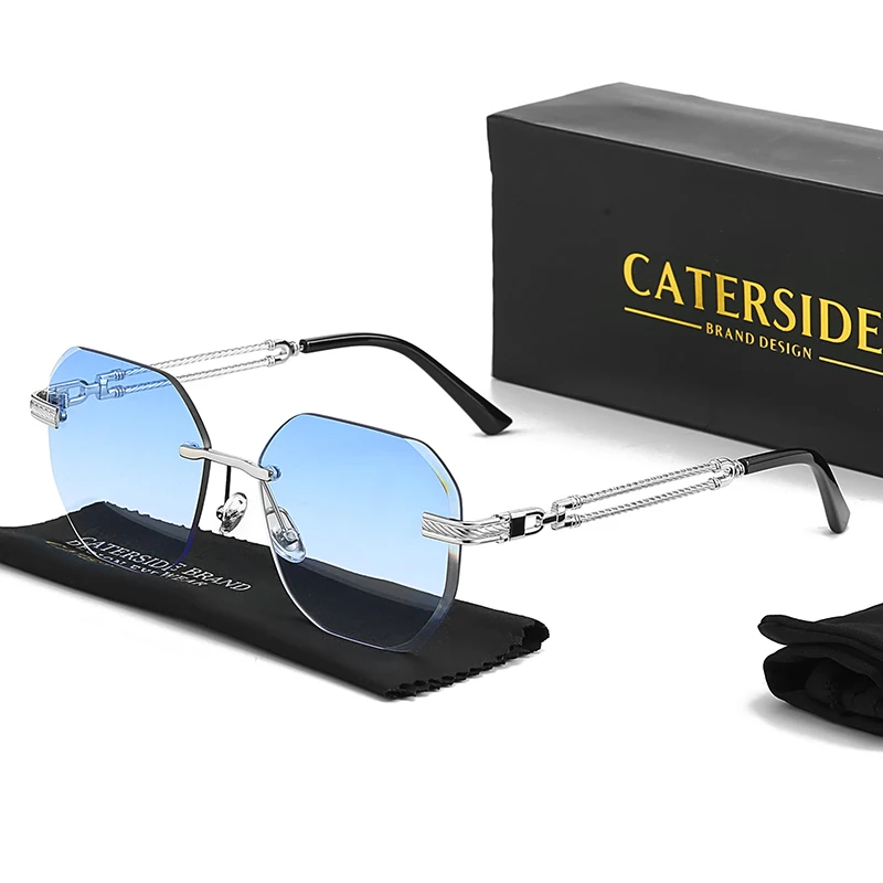 

Солнцезащитные очки CATERSIDE Polygonal без оправы с градиентными линзами, мужские и женские, в металлической оправе, для пляжа, шопинга, подарка, вечеринки, летний стиль