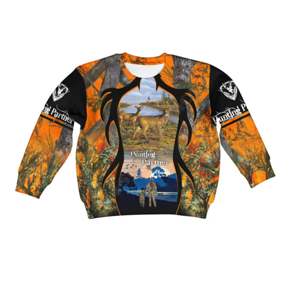 Deer Hunting With Partner Kids t Shirts 3d printed Hoodies t shirts zipper Pullover Kids Suit Animal Sweatshirt Tracksuit 01