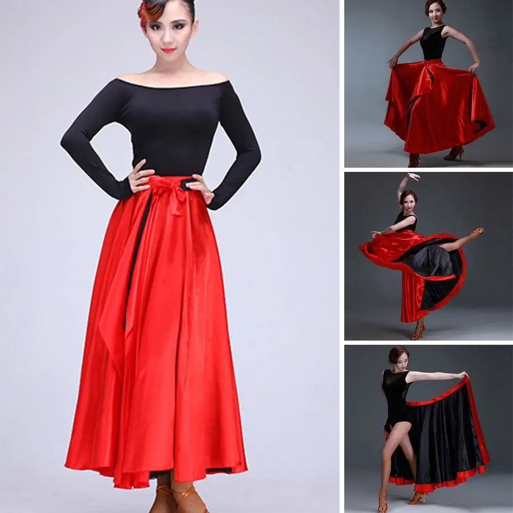 Smooth Spanish Flamenco Shawl Skirt Big Swing Party Belly Dance Costumes Polyester Ballroom Dance Gypsy Women Skirt Dance