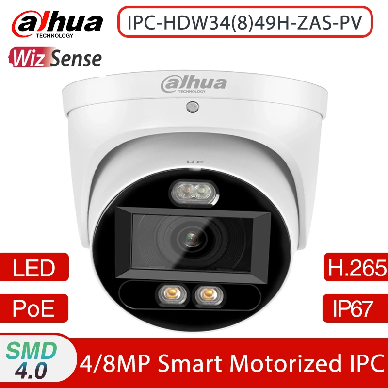 

Dahua IPC-HDW3449H-ZAS-PV 4MP WizSense IPC-HDW3849H-ZAS-PV 8MP 4K Dual Smart Light Active Deterrence Eyeball Network CCTV Camera