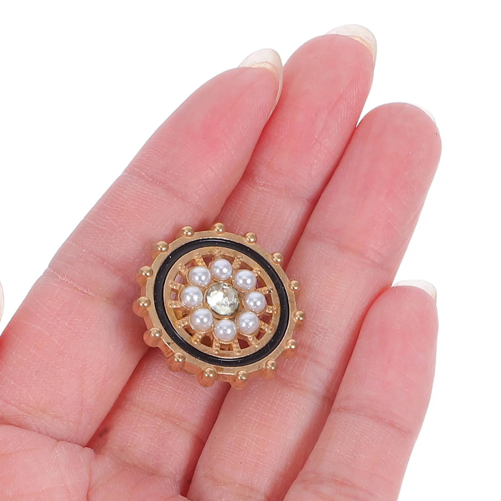 

15Pcs Round Vintage Sewing Buttons Pearl Rhinestone Decorative Accessories for Clothing Crafts DIY Sweaters 25mm