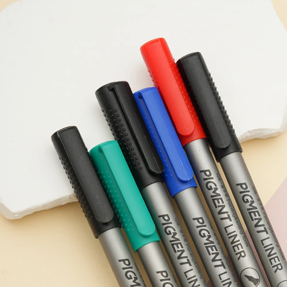 6pcs Waterproof Art Markers Brush Pen Office Student School Painting Line Drawing Black Fine Sketch Pens Art Supplies 0.5mm