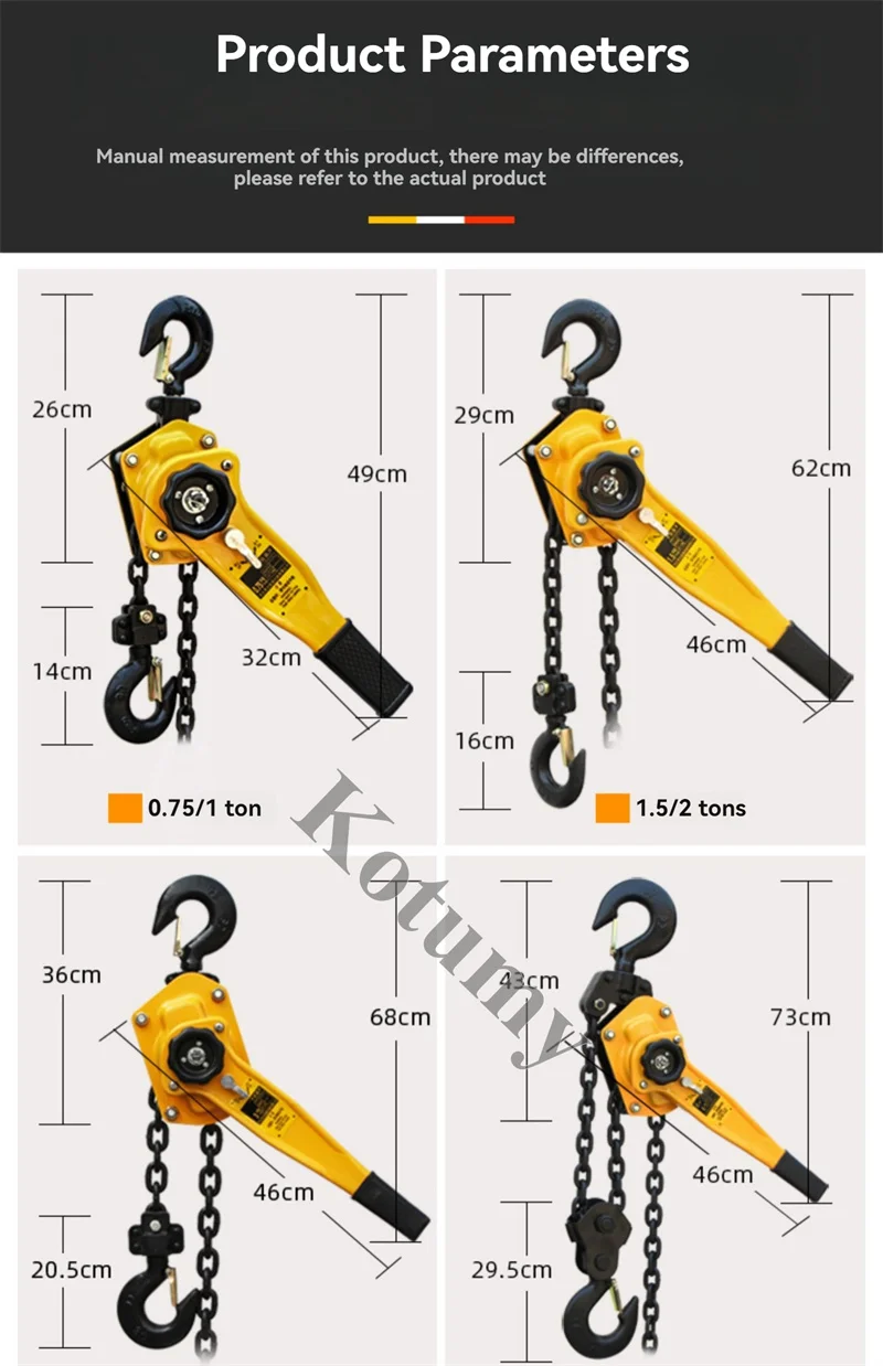 0.75T/1T kunci pas menarik Hoist baja mangan kait tangan rantai Hoist portabel tuas blok terbalik rantai Hoist pengencang