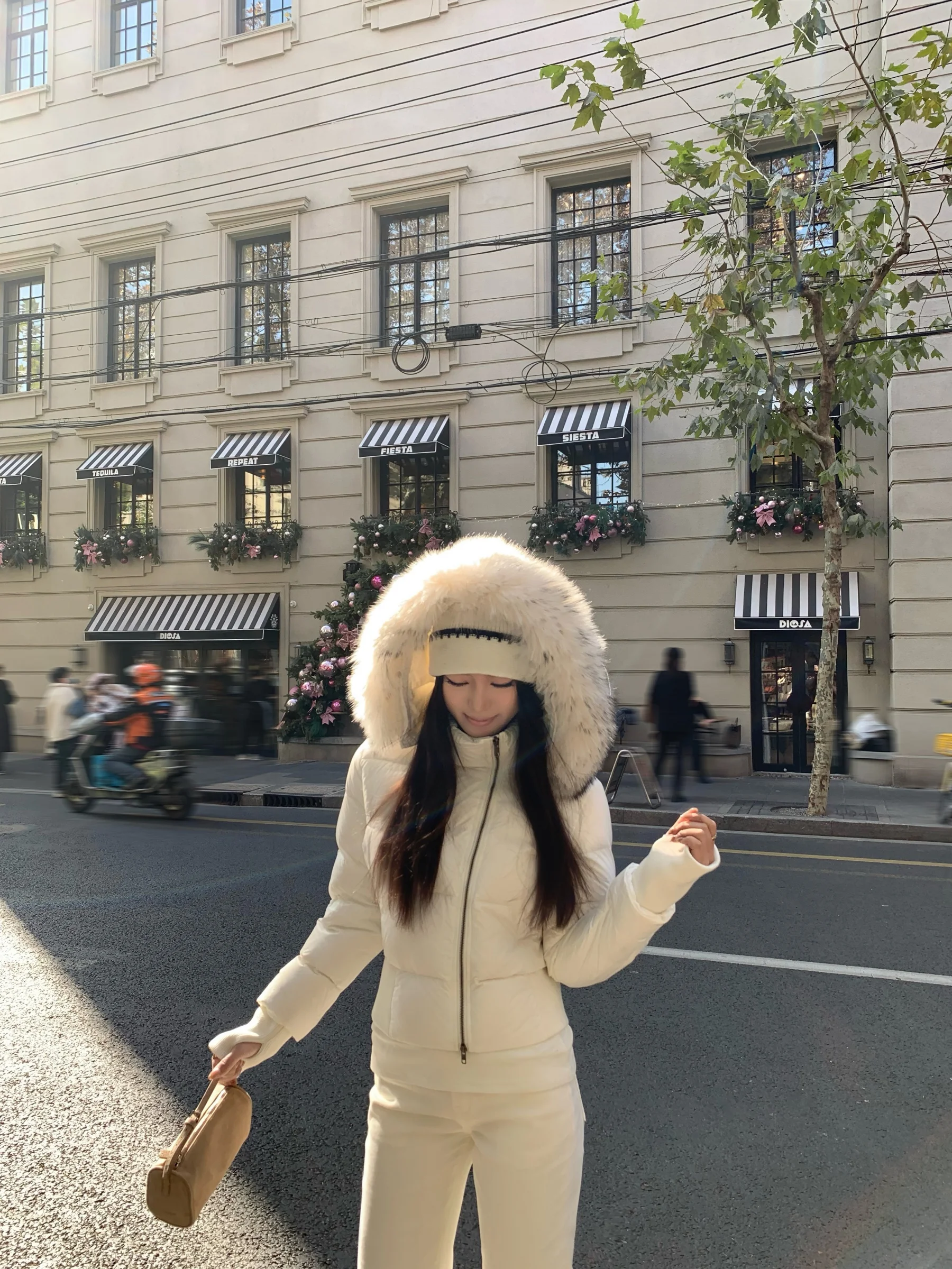 

5werkwen Ретро-модный пуховик для женщин со съемным капюшоном и воротником из кроличьего меха, 90% белый утиный пух, теплый, для повседневной носки