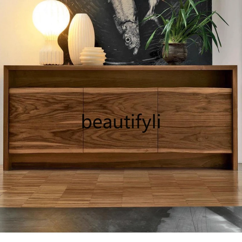 

Nordic Solid Wood Sideboard Cabinet Living Room Storage Cabinet North American Black Walnut Tea Water Preparation Cabinet