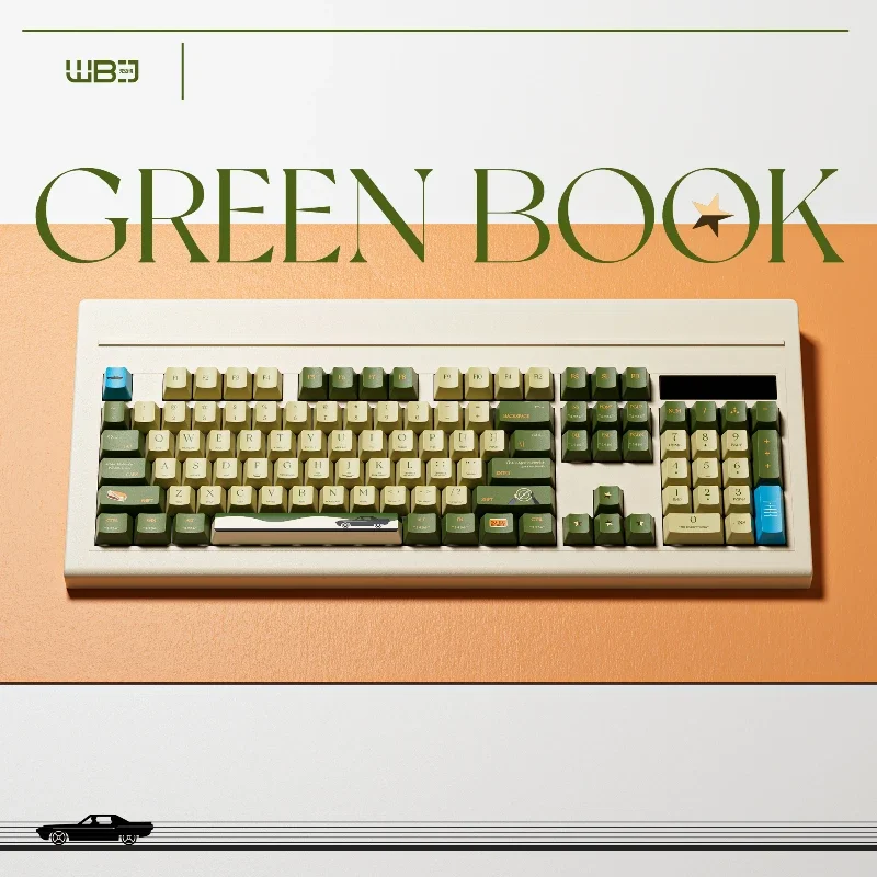 

Green Book Keycaps Custom Retro Cream Green Cherry Profile Keycap Cute Dye Sublimation Point Key Cap Gaming Mechanical Keyboard