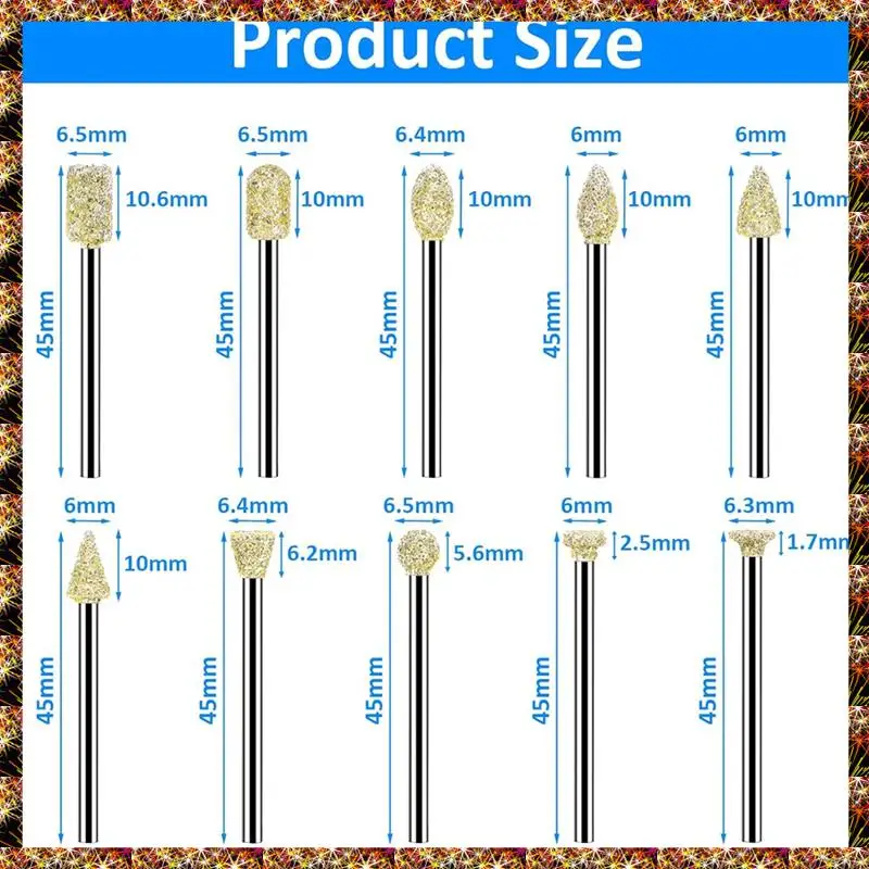 BTCL 20 Uds broca de rebaba de molienda para accesorios de herramienta Dremel suministros de herramientas rotativas para herramienta de pulido Dremel 1/8 pulgadas