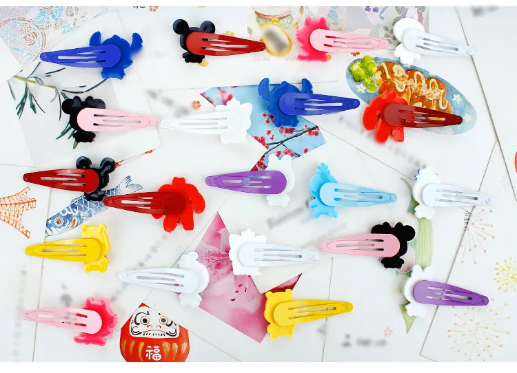 Disney Stitch Mickey Minnie Anime Hair Clip Cartoon Accessories Hairpin Headwear BB Pin for Children Girl Ornament Birthday Gift