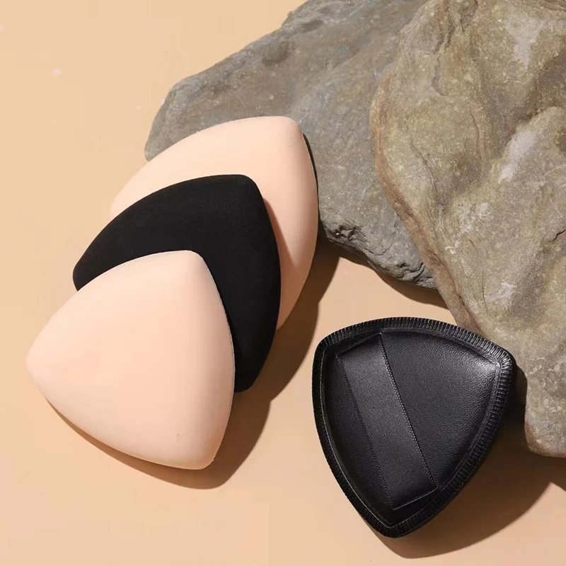 Triângulo veludo pó puff pizza farinha mini rosto maquiagem esponja cosméticos lavável leve molhado e seco maquiagem ferramenta beleza