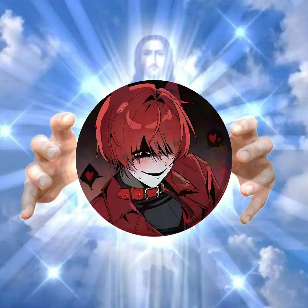 

H-Homicipher Mr.ScarletellaS Anime Reflective Pin Tinplate Round Brooch Cartoon Cosplay Badges for Bag Hat Toys Gifts