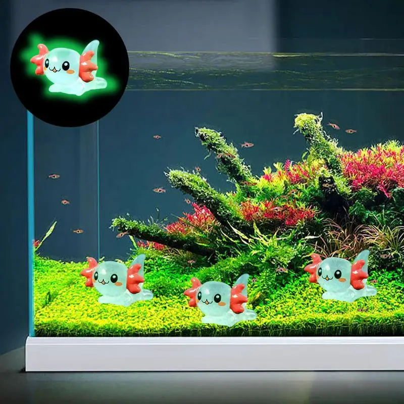 Miniature Axolotl Figures Cute Resin Mini Aquarium Figures In The Dark Durable Axolotl Figurines Small Aquarium