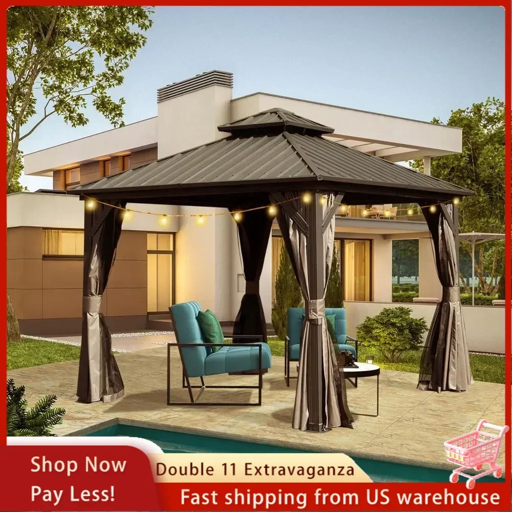 

8x8FT Hardtop Gazebo, Outdoor with Galvanized Steel Double Roof Canopy, Metal Gazebo Pavilion for Patio Suitable for courtyards