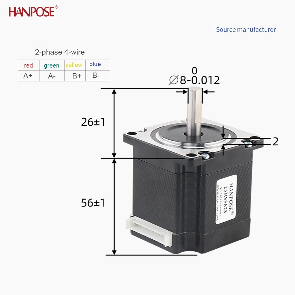 

Приводной шаговый двигатель NEMA23 23HS5628+DM542 1.26N. M 2.8A двухфазное четырехпроводное автоматическое оборудование