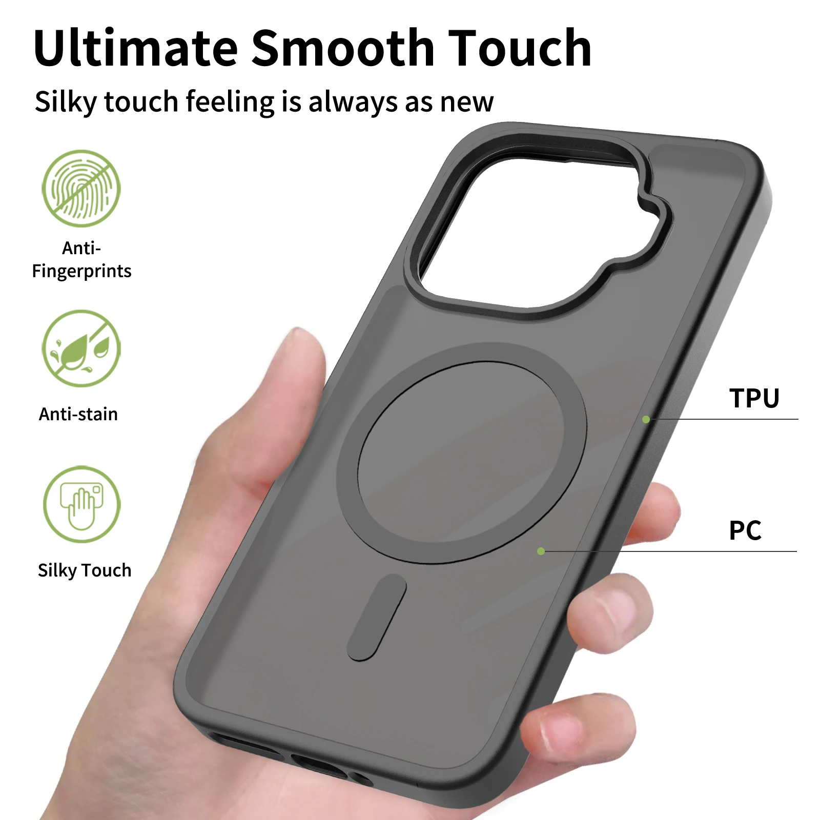 Für Xiaomi 17t Pro: Matte Schutzhülle mit Magnetverschluss, für Xiaomi 15t Pro: Anti-Fingerabdruck, rutschfeste PC+TPU-Hülle. – Detail 1