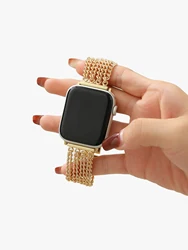 女性用ステンレススチールメタルブレスレット,バンドコレクション,Appleiwatchと互換性があります