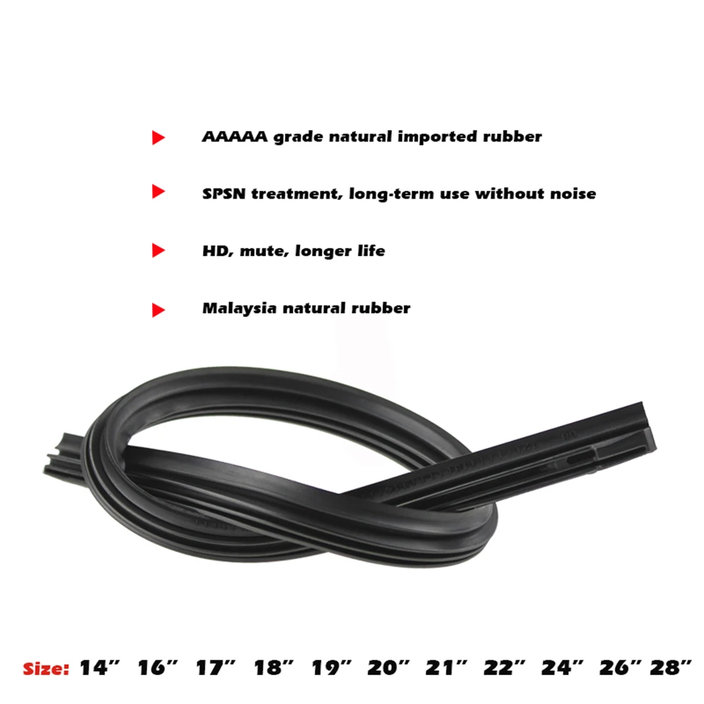 KAWOO 1pcs 8mm/6mm Car Windscreen Wiper Blades Insert Soft Rubber Strip (Refill) 14"16"17"18"19"20"21"22"24"26"28" Accessories