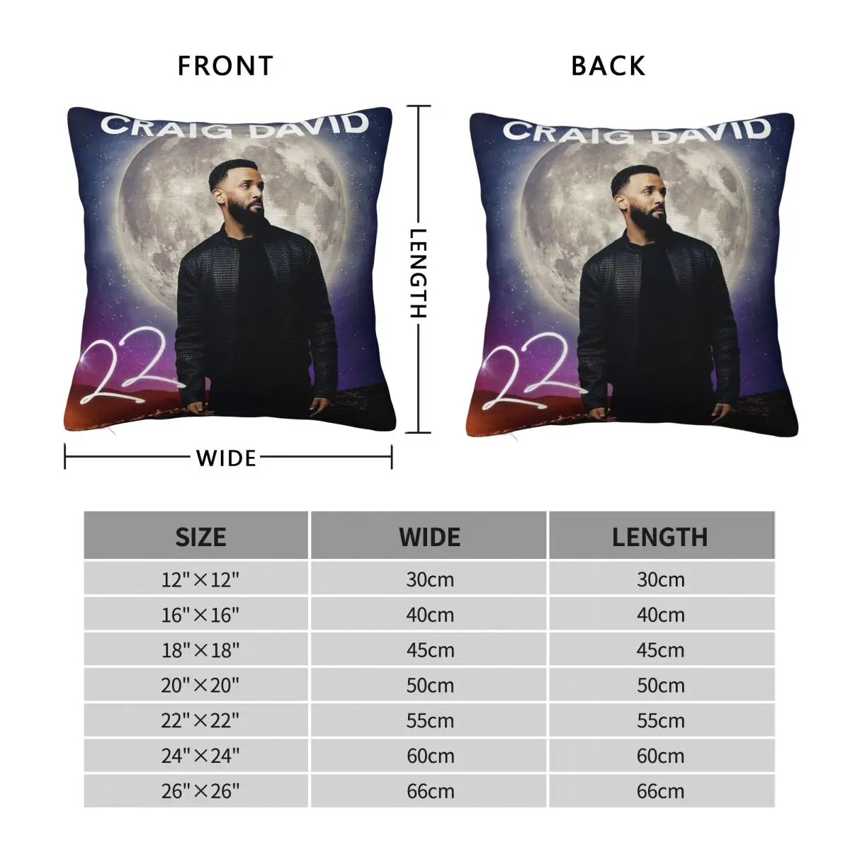 Craig David 22 Album Pillowcase Polyester Linen Velvet Pattern Zip Decor Throw Pillow Case Room Cushion Cover