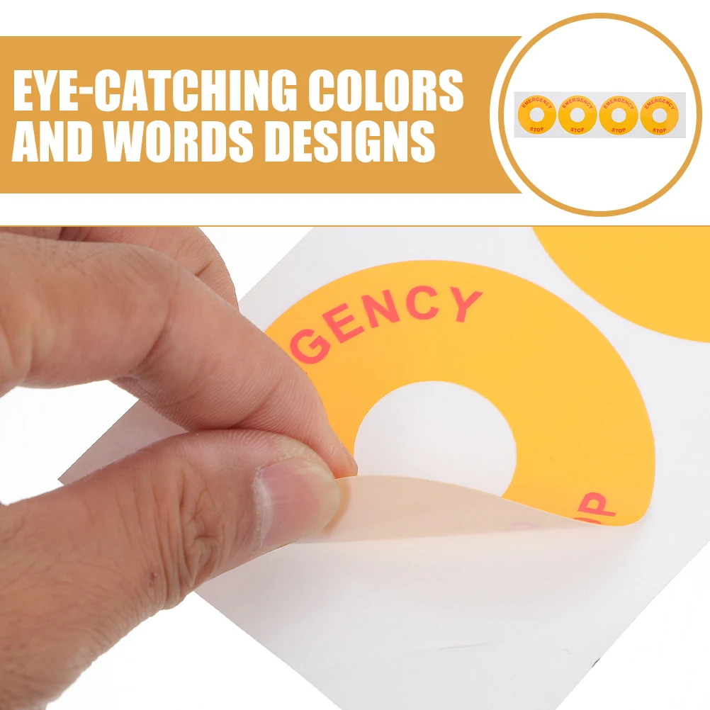 

4pcs 1 Sheet Emergency Stop Sign Stickers Durable For Machinery Equipment Warning Decal Label Factory Office Pool
