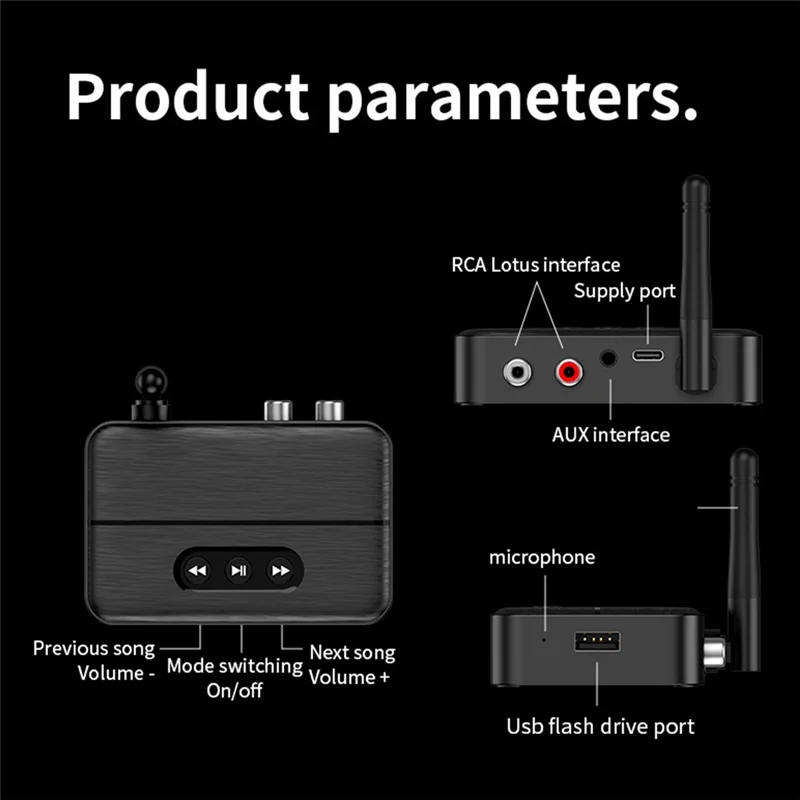 BNVN-Bluetooth-Adapter NFC Bluetooth 5.4 Audioempfänger 3,5 mm AUX RCA Stereo verlustfreie Musik USB U-Disk Wiedergabe für Lautsprecher