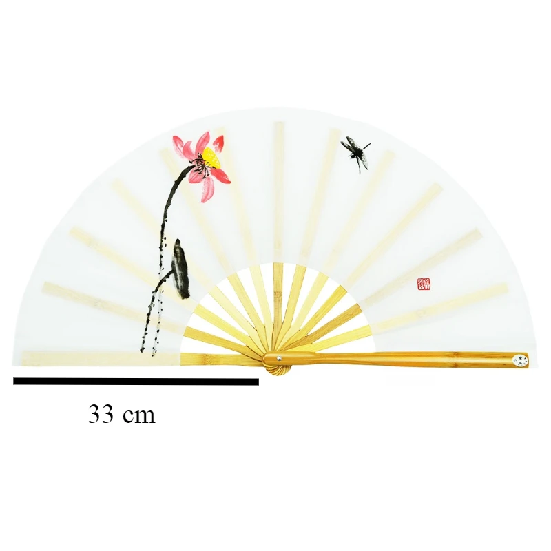 33 Cm Bamboo Right Hands Fan Tai Chi Performance Fan Martial Arts Fan Kung Fu Cosplay