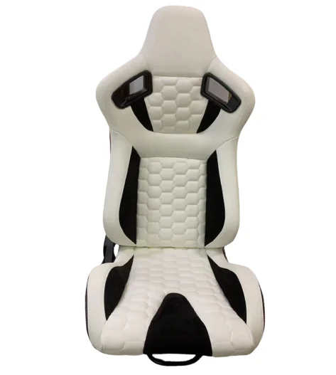 Universal Reclinable White PVC Carbon Look Leather Bucket Racing Seats 9008 Series