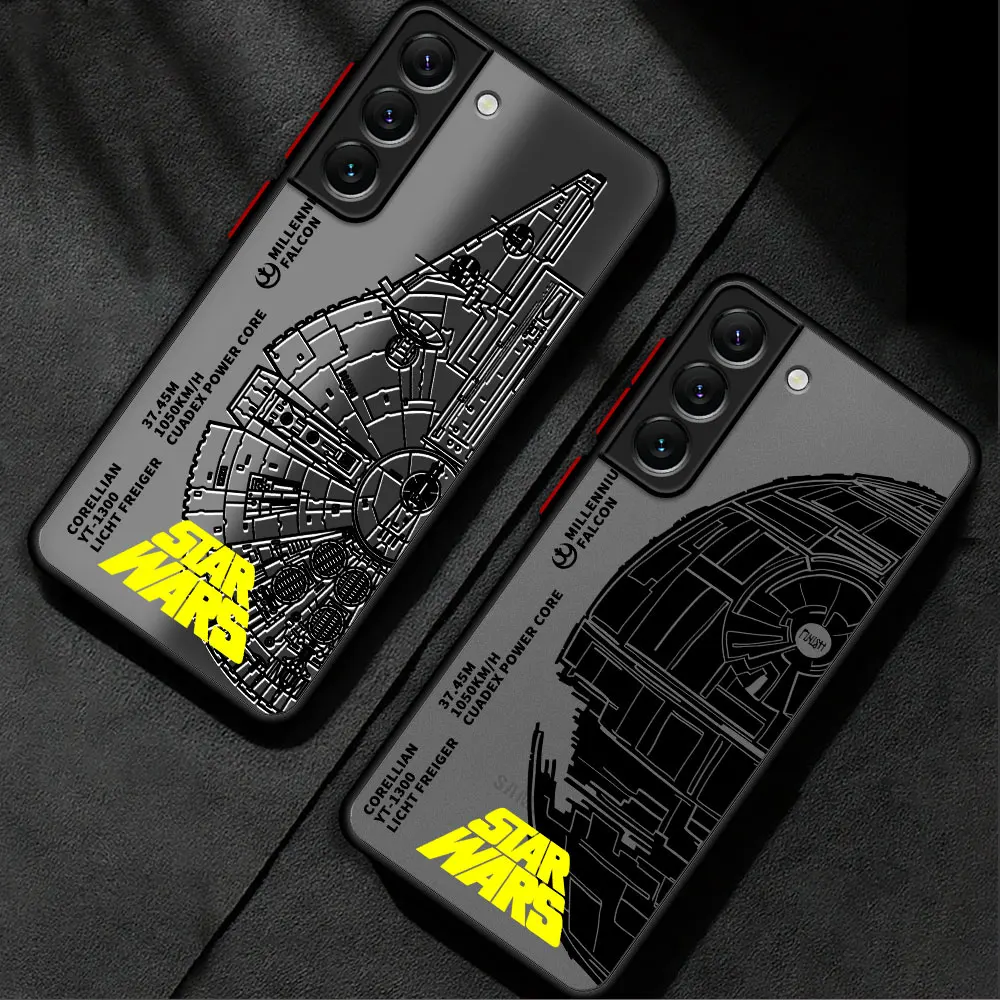 Stars W-Wars Case for Samsung Galaxy S23 Ultra S24 Ultra S21 S22 Plus S20 FE S21 FE S24 Plus Shockproof Matte Silicone Cover