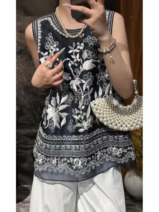 

Новый китайский шелковый жилет с тяжелой вышивкой, женский винтажный элегантный молодежный комплект брюк с верхней частью тела