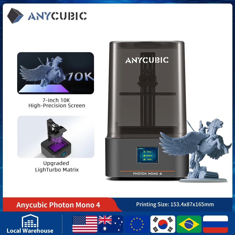 PRESALE ANYCUBIC Photon Mono 4 3D Printer 7 Inch 10K high-definition screen High Speed UV Resin 3D Printer Printing 153×87×165mm