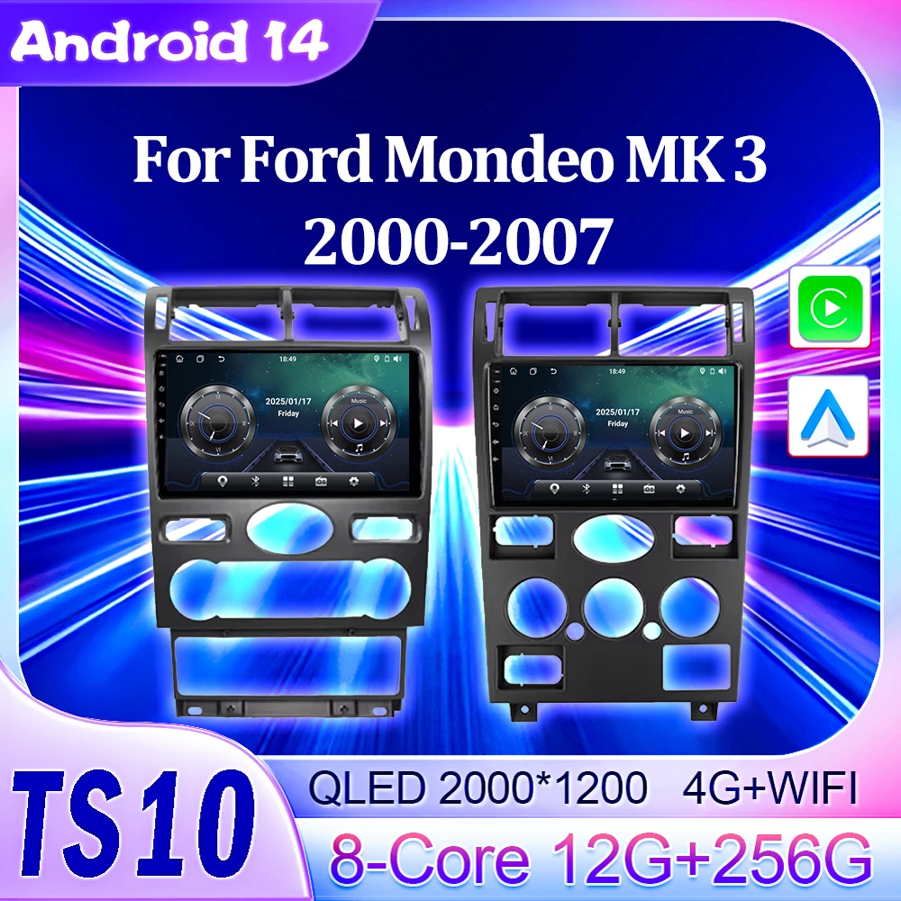 

Car Radio Player For Ford Mondeo 3 2000 - 2007 Android 14 Carplay Auto Screen Stereo Head Unit Mirror Link AutoMotive Bluetooth