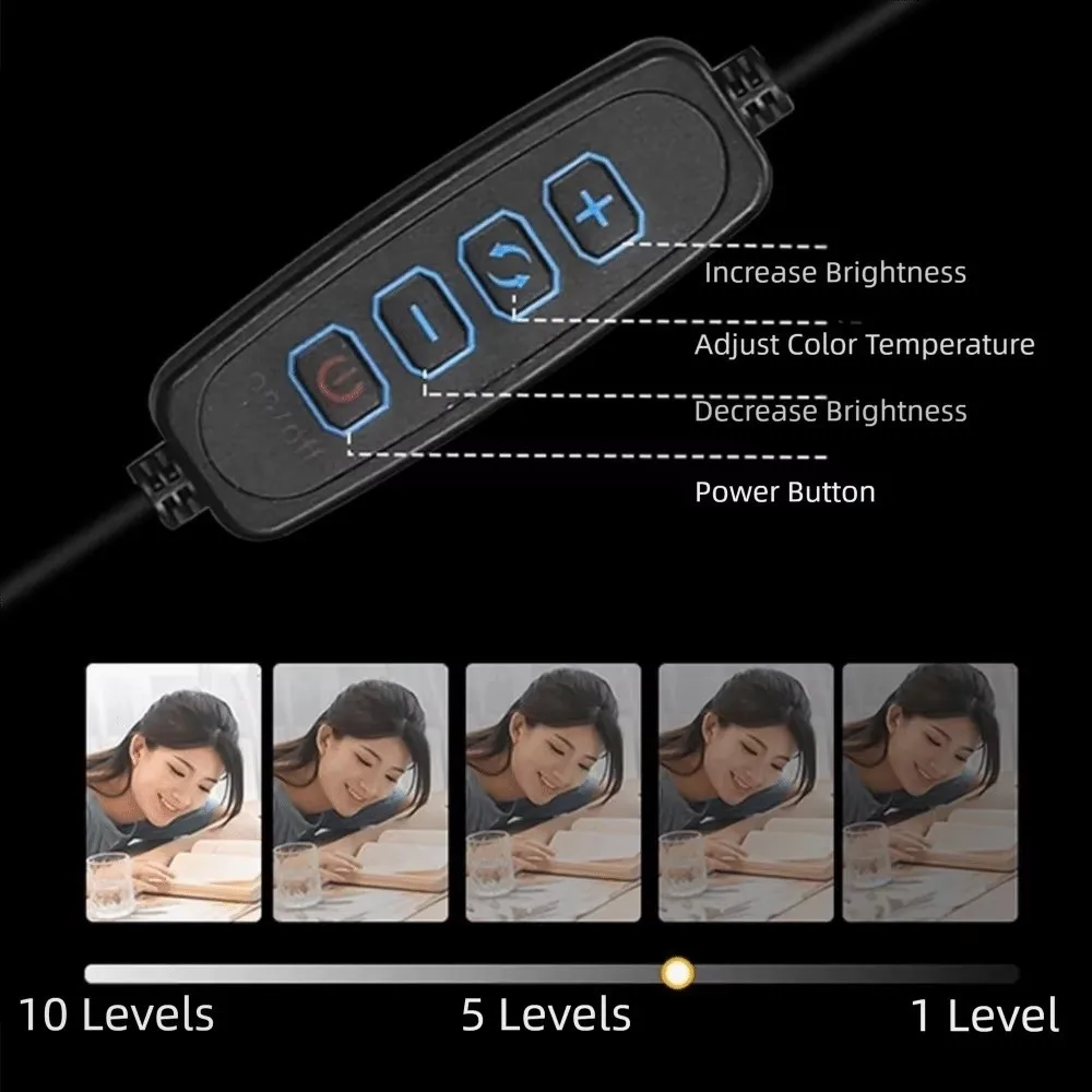 360 ° دوران الروك الذراع LED الجدول مصباح سطوع قابل للتعديل 3 أوضاع اللون LED لمبة مكتب السوبر مشرق حماية العين #4