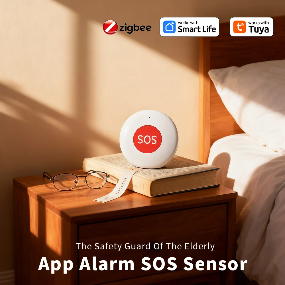 

Tuya Zigbee Smart SOS Panic Call Button Emergen Instant Alarm Quick Rescue Safety Guarantee Use Tuya Smart Life App Send Notice