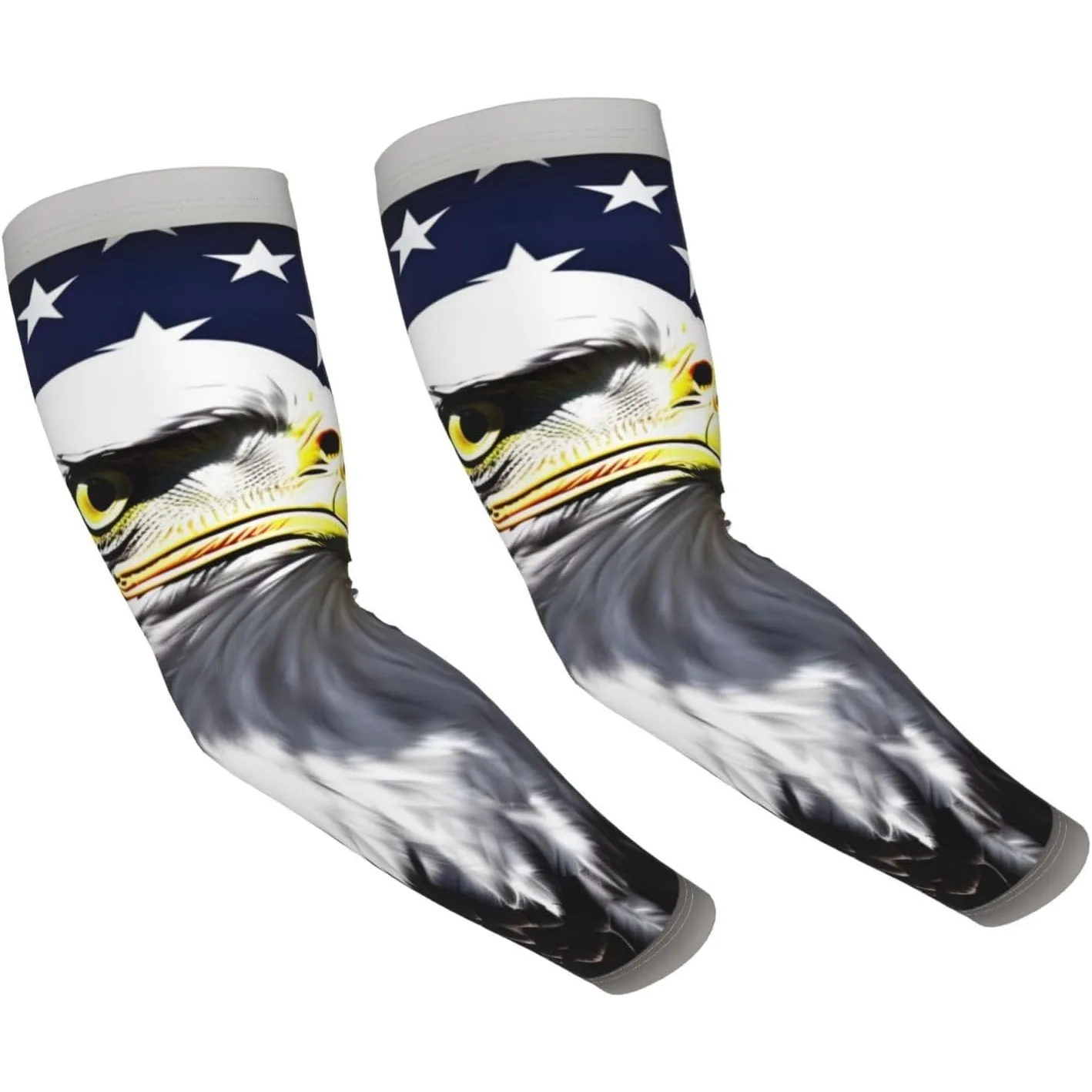 

Bald Eagle Flag Print Sun Protection Cooling Arm Sleeves for Men Women Cover Arms Sleeves for Sports