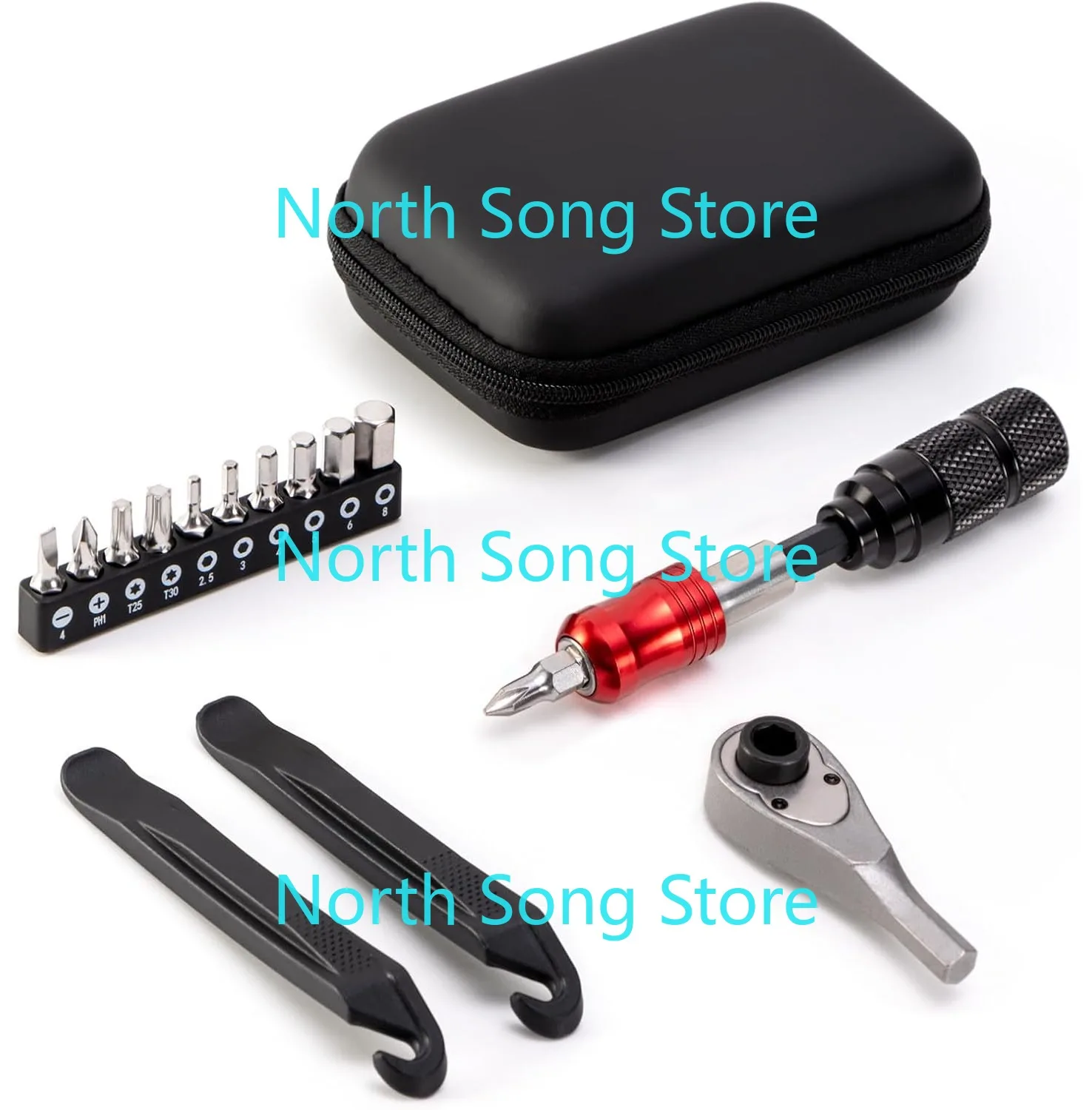 

Bike Repair Tool Kit – Bicycle Multi-Tool Kit, Ratchet Reversible Tool &10 Tool Bits, Tire Levers and Portable Bag